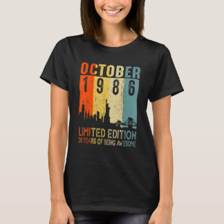 Camiseta Vintage Octubre 1986 36 años 36 cumpleaños