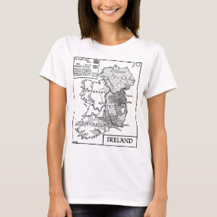 Camiseta vintage Old World Map of Ireland art Ilustracion