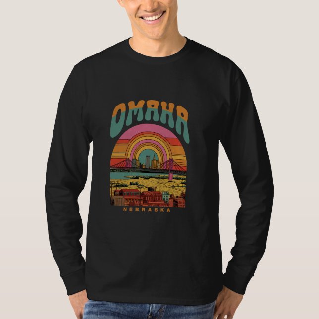 Camiseta Vintage Omaha Nebraska Sunset Skyline (Anverso)