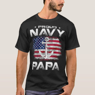 Camiseta Vintage Orgulloso De Navy Papa Con F Estadounidens