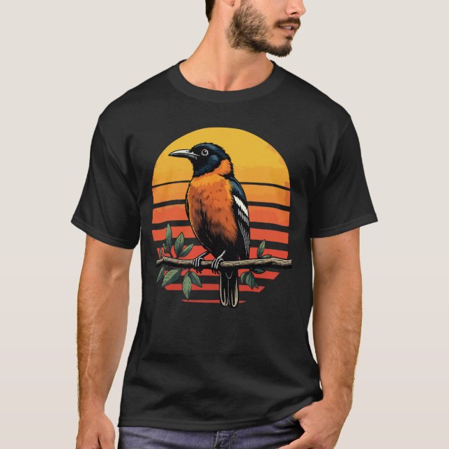 Camiseta Vintage Oriole Bird - Retro Sunset Birdwa (Anverso)