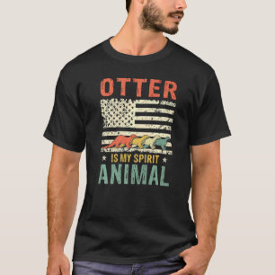 Camiseta Vintage Otter Spirit Animal Retro Uu Bandera Estad