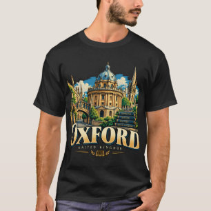 Camiseta Vintage Oxford Reino Unido Arte Viajes Lugar Emble