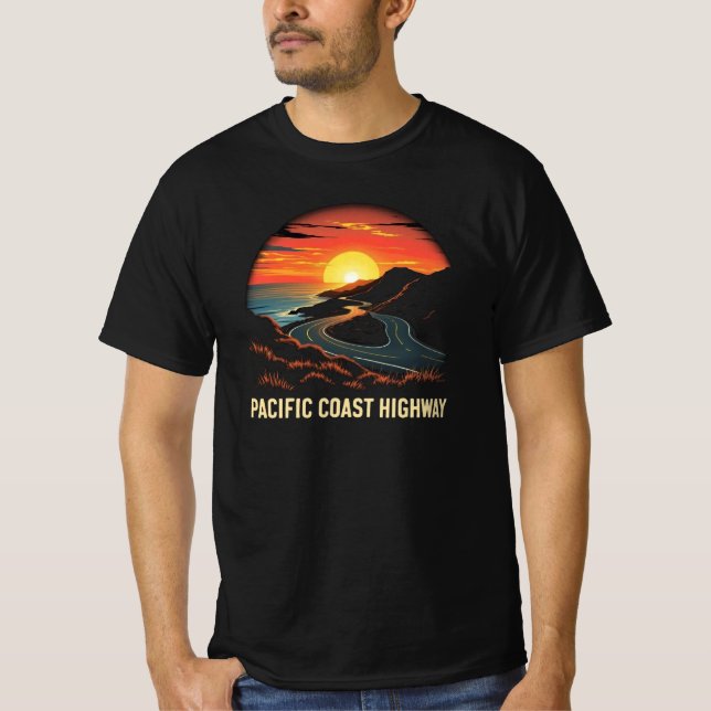 Camiseta Vintage Pacific Coast Highway Sunset - California (Anverso)