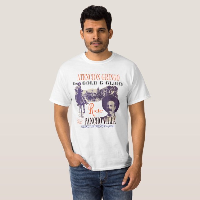 Camiseta Vintage Pancho Villa 🎖️ anuncio de reclutamiento (Anverso completo)