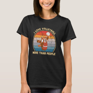Camiseta Vintage Panda Rojo Me Encanta Más El Voleibol Que