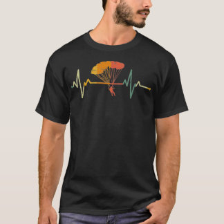 Camiseta Vintage Paraglider Gift Heartbeat Skydive Parachue