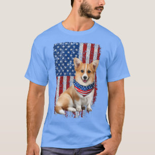 Camiseta Vintage Patriotic Cute Corgi American Flag Dog Lov