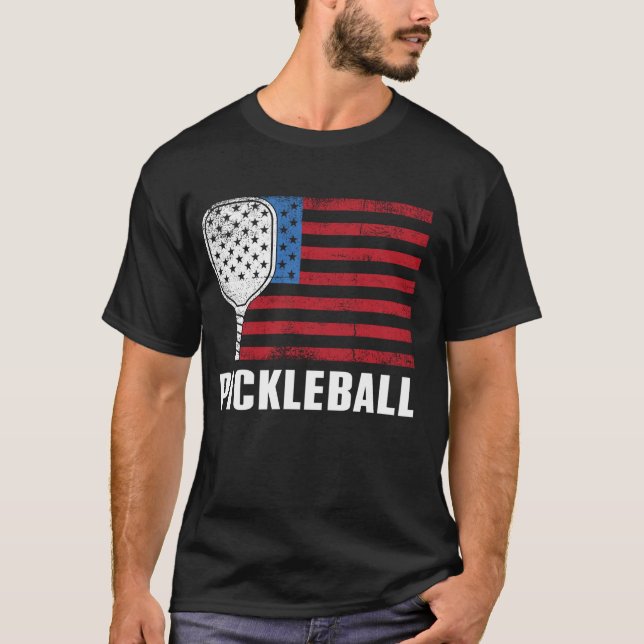 Camiseta Vintage Patriotic USA Pickleball Flag (Anverso)