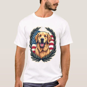 Camiseta vintage patriótica Liberty Golden Retriev