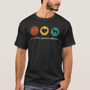 Camiseta Vintage Peace Love German Shepherd Dog