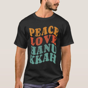 Camiseta Vintage Peace Love Hanukkah Jewish Menorah Chanuka