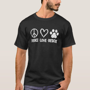 Camiseta Vintage Peace Love Rescue Adopta Animales De Gato