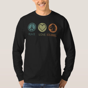 Camiseta Vintage Peace Love Squirrel Tshirt Funny Squirrel