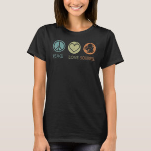 Camiseta Vintage Peace Love Squirrel Tshirt Funny Squirrel