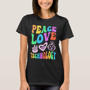 Camiseta Vintage PEACE LOVE TECHNOLOGY Retro Teach