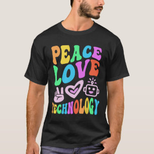 Camiseta Vintage Peace Love Technology Retro Teach