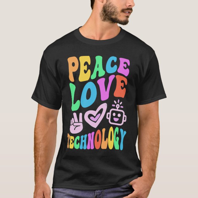 Camiseta Vintage PEACE LOVE TECHNOLOGY Retro Teach (Anverso)