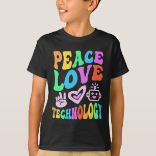 Camiseta Vintage Peace Love Technology Retro Teach