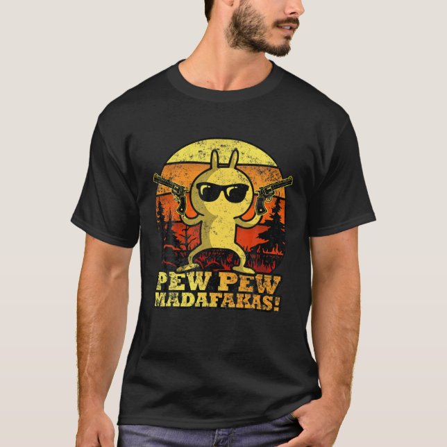 Camiseta Vintage Pewpew Mada-Fakas, Crazy Pew Rabbit (Anverso)