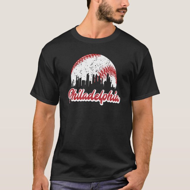 Camiseta Vintage Philadelphia Skyline Retro Philly Cityscap (Anverso)
