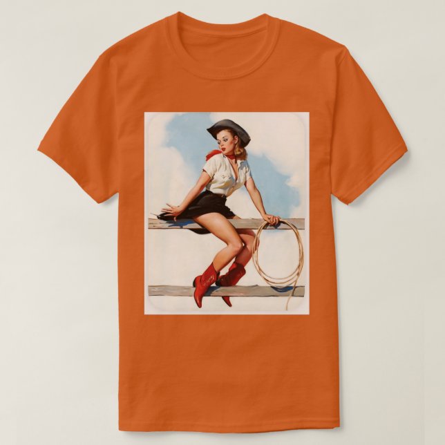 Camiseta Vintage Pin Up Cowgirl (Diseño del anverso)