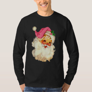Camiseta Vintage Pink Santa Claus Pink Christmas Design