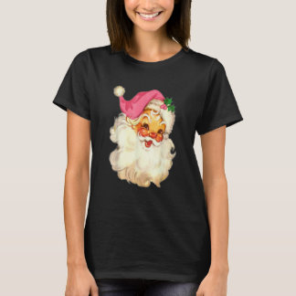 Camiseta Vintage Pink Santa Claus Pink Christmas Design