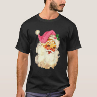 Camiseta Vintage Pink Santa Claus Pink Christmas Design