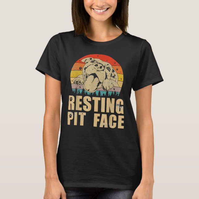 Camiseta Vintage Pitbull Resting Pit Face Funny Pitbull (Anverso)