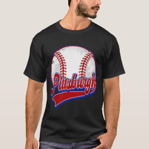 Camiseta Vintage Pittsburgh Cityscape Baseball Player y