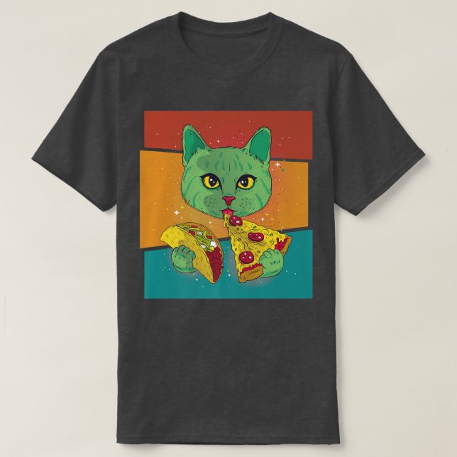Camiseta Vintage Pizza Cat Taco Premium  (Diseño del anverso)