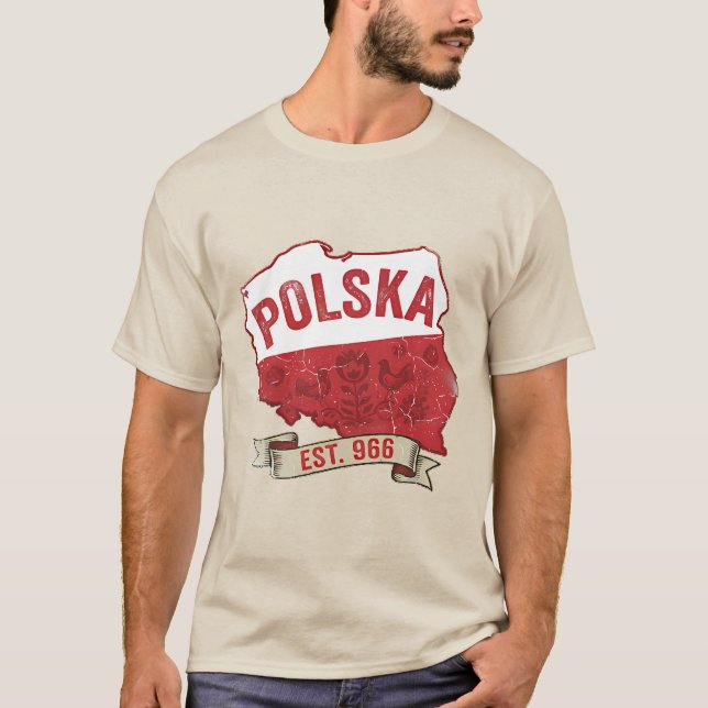 Camiseta Vintage Polska Map – Orgullo Polaco desde (Anverso)