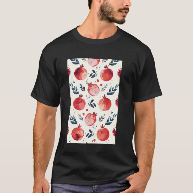 Camiseta Vintage Pomegranate Fruit Pattern Art (Anverso)