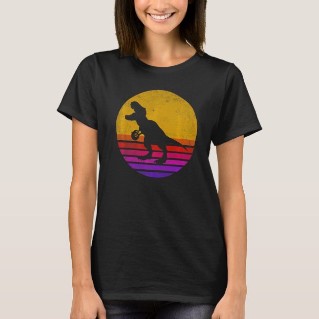 Camiseta Vintage Poolasaurus Billiard Player Dinosaur 8 Bal (Anverso)