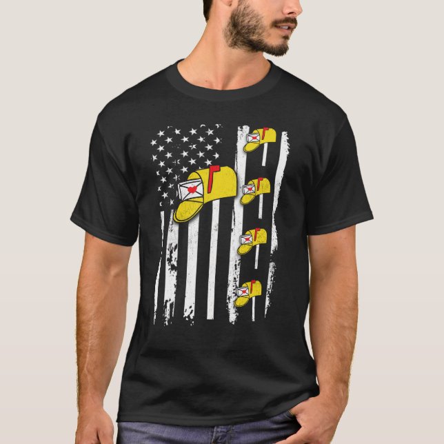 Camiseta Vintage Postal Worker American Flag (Anverso)