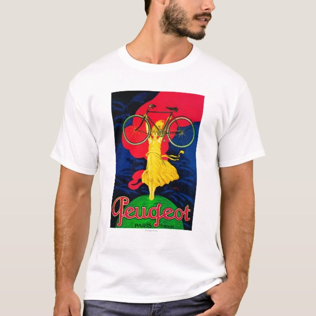 Camiseta Vintage PosterEurope de la bicicleta de Peugeot (Anverso)