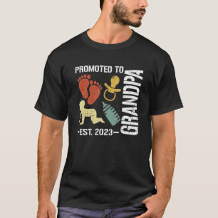 Camiseta Vintage Promoted To Grandpa Est 2023 Men Fathers D