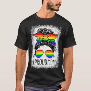 Camiseta Vintage Proud Mom Messy Hair Bun LGBTQ