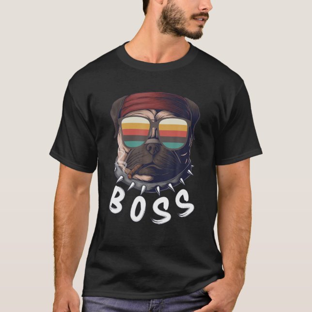 Camiseta Vintage Pug The Real Boss (Anverso)
