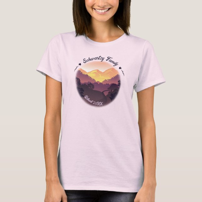 Camiseta Vintage Purple Yellow Farmhouse Mountain Sunset (Anverso)