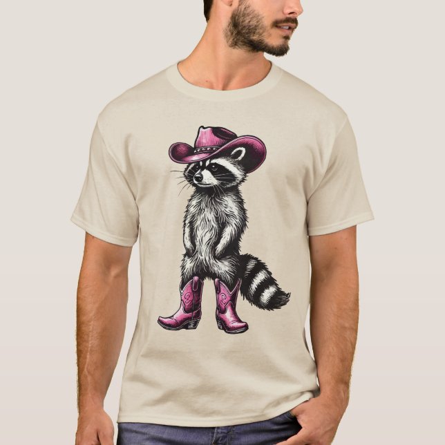 Camiseta Vintage Raccoon Cowboy Trash Panda Western (Anverso)