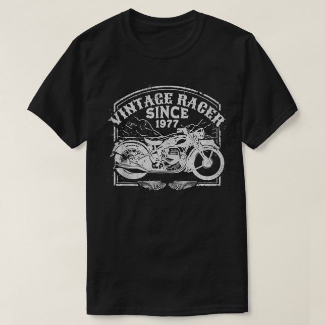 Camiseta Vintage Racer Desde Motocicleta Retro 1977 (Diseño del anverso)