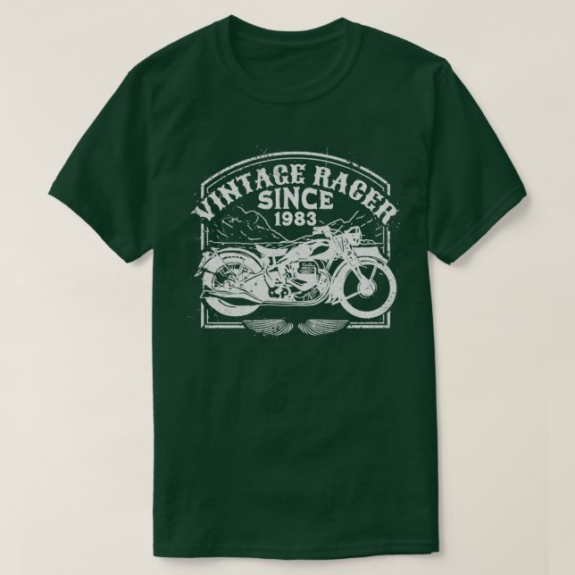 Camiseta Vintage Racer Desde Motocicleta Retro 1983 (Diseño del anverso)