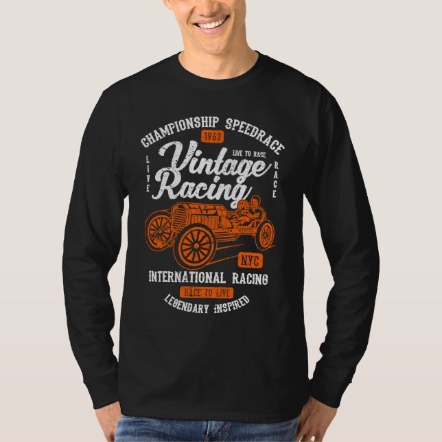 Camiseta Vintage Racing Automotive Nostalgia Distressed Car (Anverso)