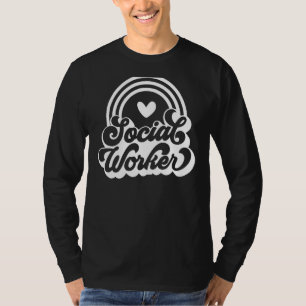 Camiseta Vintage Rainbow Social Worker Funny Work Love Teat