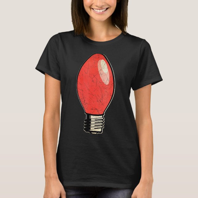 Camiseta Vintage Red Christmas Tree Light Bulb  (Anverso)