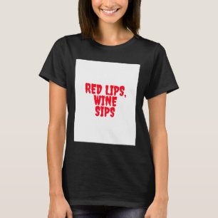 Camiseta Vintage Red Lips Wine Sips Retrobebe