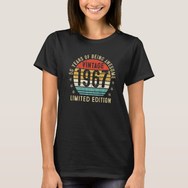 Camiseta Vintage retro 1967 56º cumpleaños mujeres hombres  (Anverso)