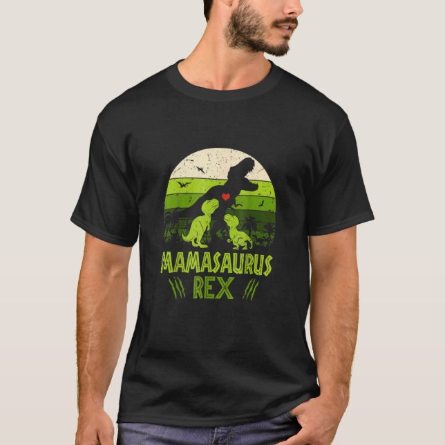 Camiseta Vintage Retro 2 Kids Mamasaurus Dinosaur (Anverso)